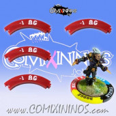 Set of 4 Deep Red -1 AG Puzzle Skills for 32 mm GW Bases - Comixininos