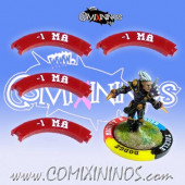 Set of 4 Deep Red -1 MA Puzzle Skills for 32 mm GW Bases - Comixininos