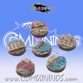 Set of Five 25 mm Egyptian Tomb King Bases - Tabletop Arts