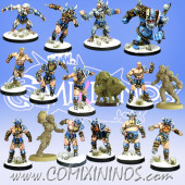 Norse - 2020 Rules Resin Team A of 16 Players with Snow Troll and 1 Pig - Meiko / Calaverd