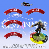 Set of 4 Deep Red +1 AG Puzzle Skills for 32 mm GW Bases - Comixininos