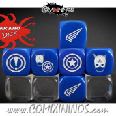 Set of 3 Captain Superhero Block Dice Mod10 Blue - Akaro