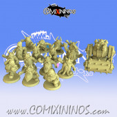 Dwarves - Big-Headed Dwarf Team of 16 Players with Deathroller - Calaverd
