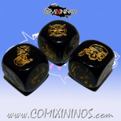 Set of 3 Pirate Block Dice Mod06 Black - Akaro