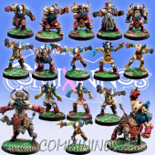 Evil Dwarves - Resin Evil Dwarf Team of 16 Players with 2 Bull Centaurs - Meiko Miniatures