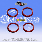 Set of 4 Characteristic Increases Skill Rings for 32 mm Bases - Deep Red