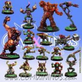 Goblins - Complete Team of 16 Players with Weapons and Trolls - Meiko Miniatures