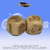 Set of 2d6 Evil Beastman Numbers Dice Large Size 20 mm - Wooden