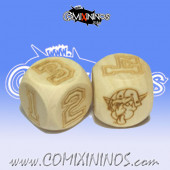 Set of 2d6 Goblin Numbers Dice Large Size 20 mm - Wooden