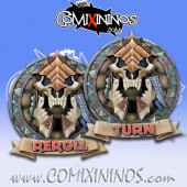 Set of 2 Delux Lizardmen Reroll and Turn Counters - Chaos Factory