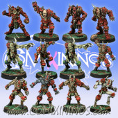 Evil - Nurgly Team of 12 Players with two Putrid Demons - Meiko Miniatures
