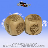 Set of 2d6 Necromantic Werewolf Numbers Dice Large Size 20 mm - Wooden