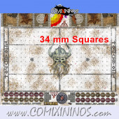 34 mm Norse Snow Plastic Gaming Mat with Parallel Dugouts - Comixininos