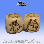 Set of 2d6 Rotten Dice Large Size 20 mm - Wooden