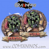 Set of 2 Delux Orc Reroll and Turn Counters - Chaos Factory