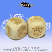 Set of 2d6 Orc Numbers Dice Standard Size 16 mm - Wooden