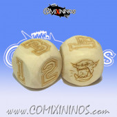 Set of 2d6 Orc Numbers Dice Large Size 20 mm - Wooden