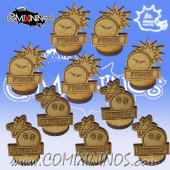 Set of 10 Standing Wooden Prone / Stunned Tokens - Meiko