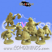 Lizardmen - Set of 6 Redneck Lizaurus and 1 Kroxigor of The Swamp Team - Calaverd