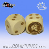 Set of 2d6 Spartan Dice Large Size 20 mm - Wooden