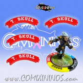 Set of 4 Red Thick Skull Puzzle Skills for 32 mm GW Bases - Comixininos