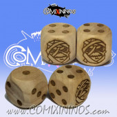 Set of 2d6 Mummy Undead / Egyptian Dots Dice Large Size 20 mm - Wooden